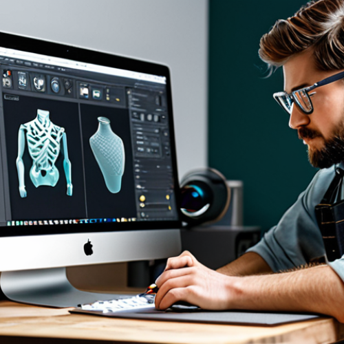 Home 22 **
A modern artisan workshop. A craftsman is using a 3D modeling software on a computer, designing a custom piece of jewelry. In the background, a 3D printer is running. The scene is well-lit and organized, showcasing the blend of traditional skills and digital tools. fully clothed, appropriate attire, safe for work, perfect anatomy, natural proportions, professional setting, high quality, modest.
**